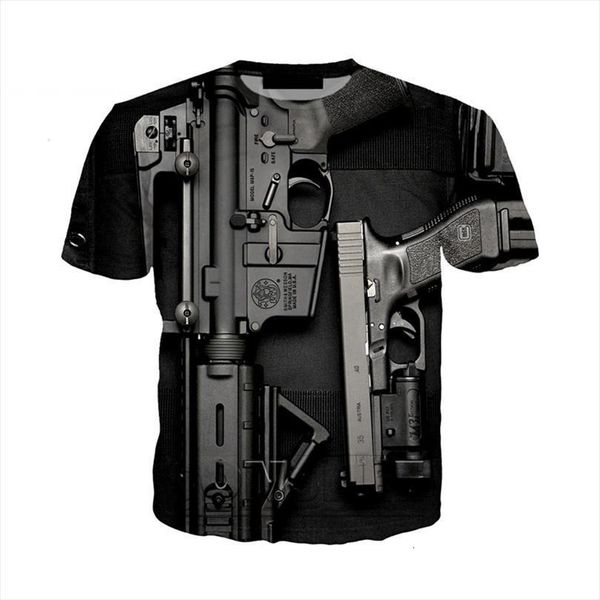 

summer 3d gun funny printed mens streetwear beretta fashion casual short sleeve, White;black