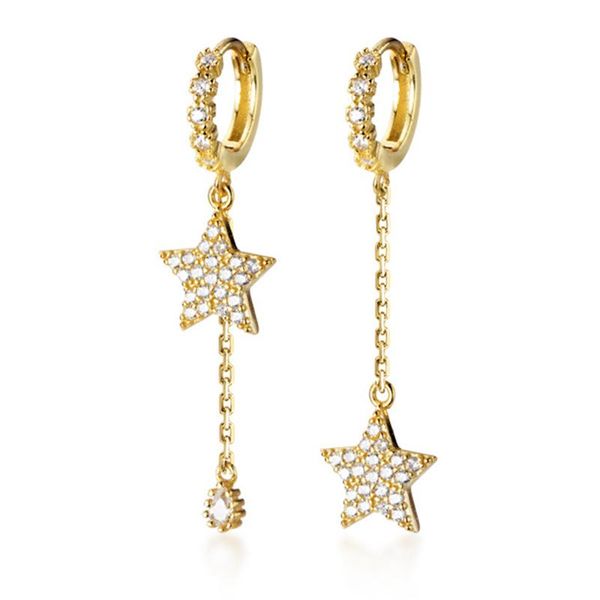 

dangle & chandelier fashion star zircon earrings simple style asymmetric water drop ear pendant for charm women exquisite jewelry gift, Silver