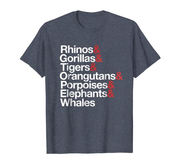 

endangered list of animals species awareness t-shirt, White;black