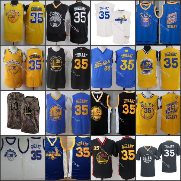 

golden state warriors yellow 35 kevin durant 10 tim hardaway retro basketball jersey, Black
