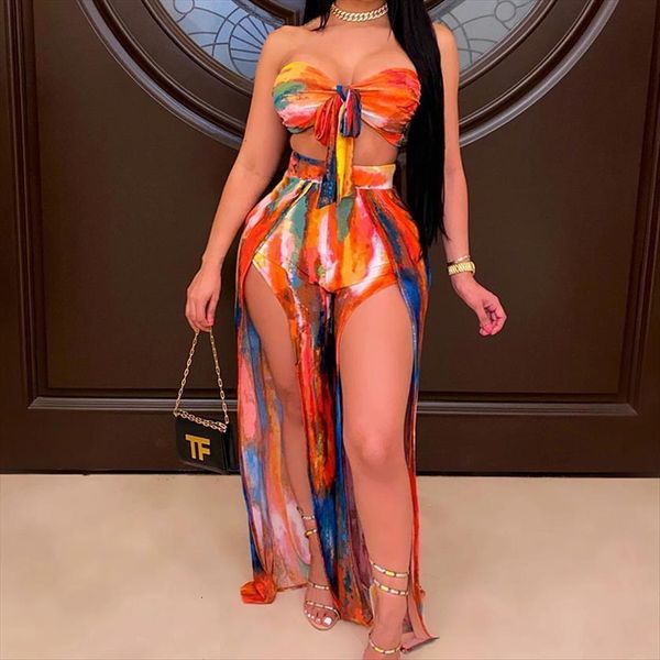 

arrival fashion design 2 pcs womenpant set tie dye strapless short and long pants summer beach outfits, White