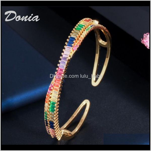 

bangle bracelets drop delivery 2021 donia jewelry designer colorful exaggerated copper micro inlaid zircon adjustable bracelet personalized, Black