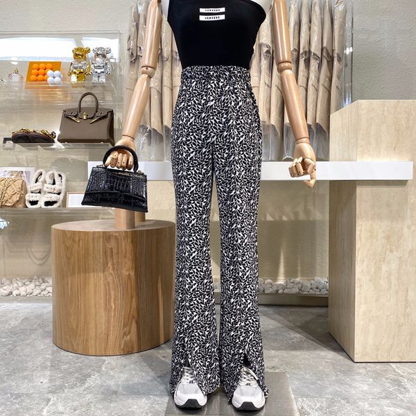 

pant nicho design fashion print loose waist straight legged pants, White