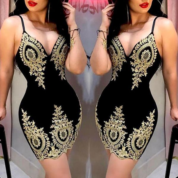 

slim print fashion spaghetti womens dress bodycon lace strappy evening party mini short size s xl v, Black;gray