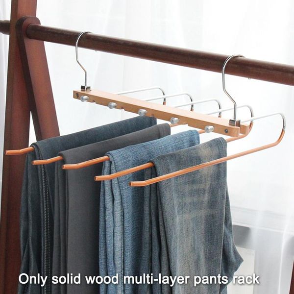 

layers pants hanger closet non slip solid wood trousers laundry room 360 degree rotation space saving wardrobe scarf holder hangers & racks