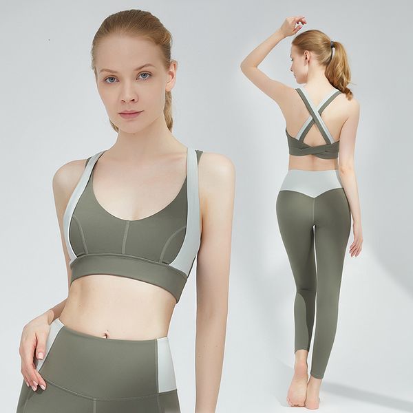 

tracksuits ladies sports suit two piece bra women's running peach hip gym training women, Gray