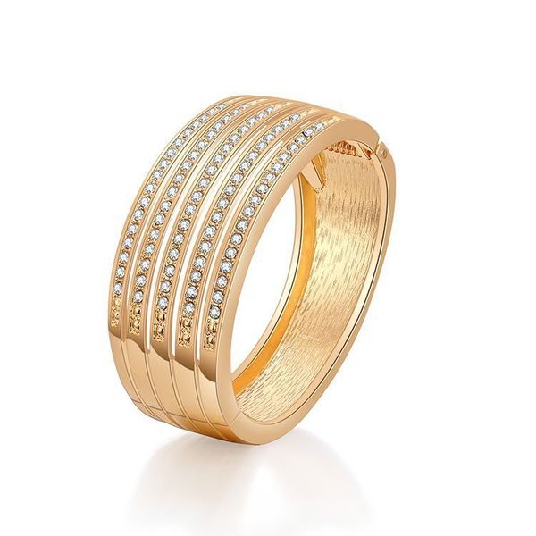 

fashionable and exquisite wide edge hollowed out diamond plated gold bracelet women's multi-layer arrangement jewelry, Black