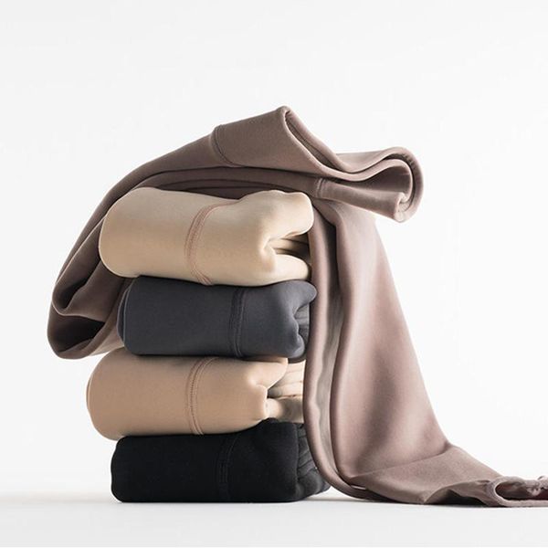 

women's leggings autumn and winter warm women thick velvet high waist leggins mujer casual elastic streetwear solid pants q4980, Black