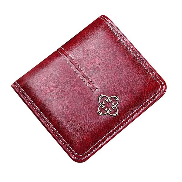 

wallets fashion women short purses vintage pu leather lady clutch wallet small female id card holder coin pocket, Red;black