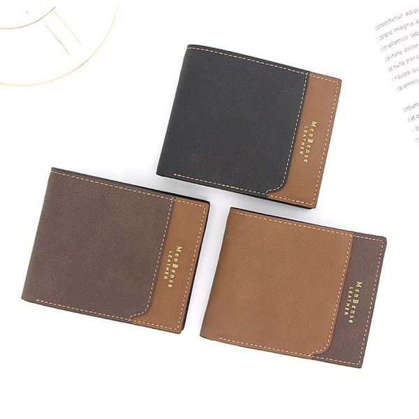 

wallets men pu leather wallet business male slim short three fold purses coin bag holder vintage handbag money clip, Red;black