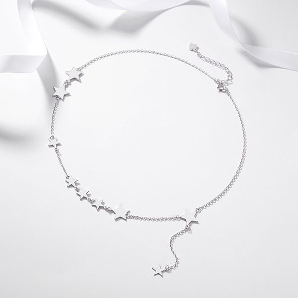 

925 sterling silver simple multiple stars choker necklace gift for women star pendant party wedding fine accessories nk048