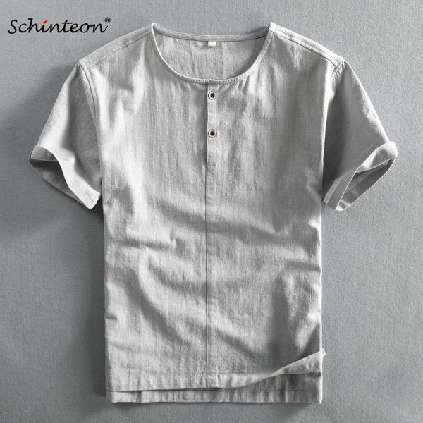 

men's casual shirts schinteon men summer cotton linen shirt short sleeve loose comfortable pullover vintage chinese traditional top, White;black