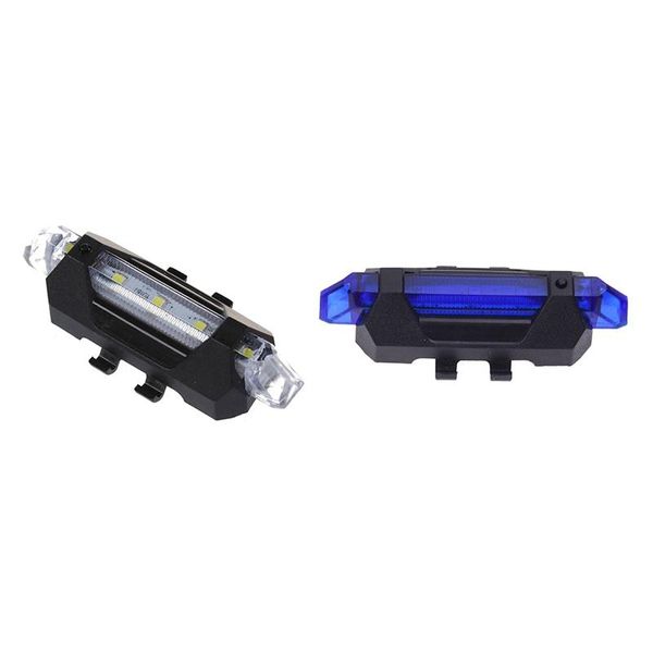 

pcs 5led bicycle rear tail lights flash usb rechargeable bike safety lamp waterproof, black+white & black+blue