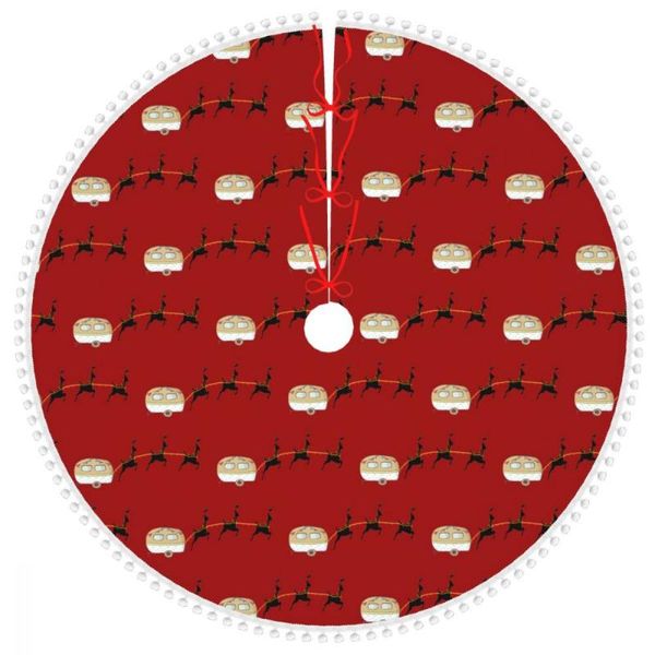 

christmas decorations camping day tree skirt with pom trim xmas decor