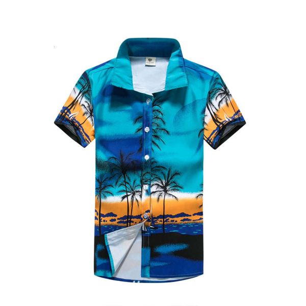 

men's shirt coconut lovers beach men's and women's short sleeve print lapel shirt casual loose hawaii, White;black