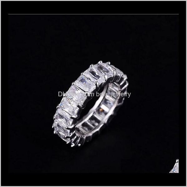 

rings jewelryus size 5-10 selling vintage fashion jewelry 925 sterling sier emerald cut white z cz diamond gemstones women wedding ba, Slivery;golden