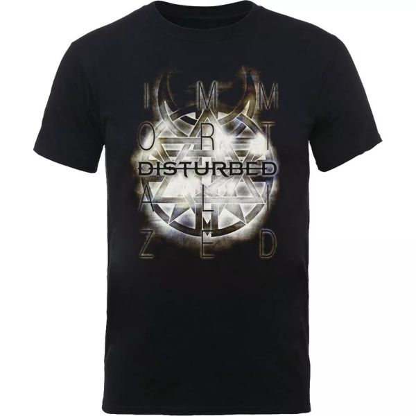 

disturbed symbol licensed men t-shirt, White;black