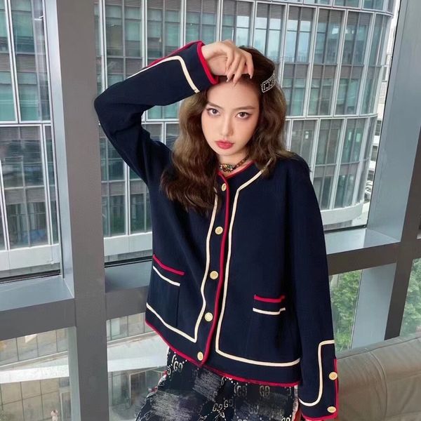 

chao brand 21 autumn and new color matching knitted cardigan elegant lady style sweater, White