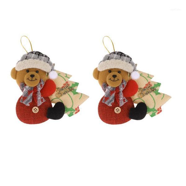 

christmas decorations 2pcs showcase pendant tree hanging ornament decorative doll cloth bear holding a tree1