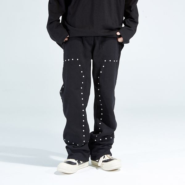 

men's pants casual male retro pants big for fall, harajuku loose like post. ly0l, Black