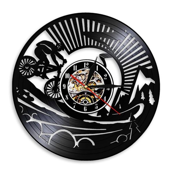 Orologi da parete Mountain Biker Art Clock Dirt Bike Bicycle Vintage Record Biking Ciclista divertente Regali