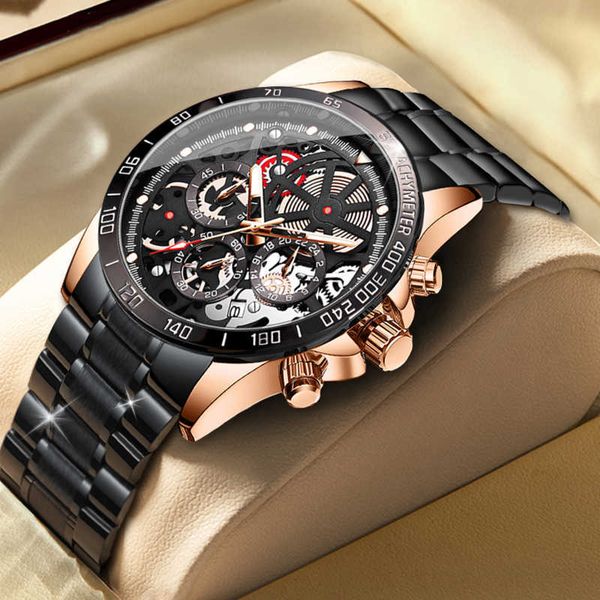 

doit men's casual sports watch luxury brand waterproof luminous stainless steel wrist 210728, Slivery;brown