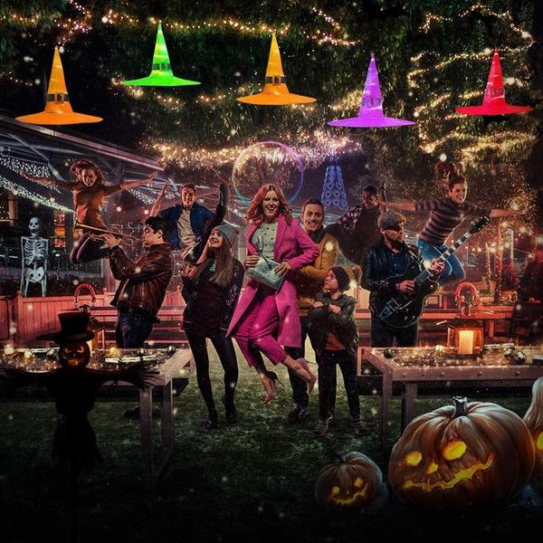 

party hats 8pcs halloween decorations led lighted witch hanging glowing with lights for outdoor, garden, yard, tree 1