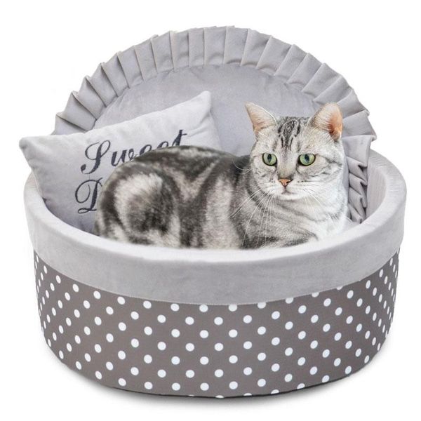

cat beds & furniture kennel dot nest cute shape puppy dog bed cave with pillow cotton mat multipurpose pet house luxury