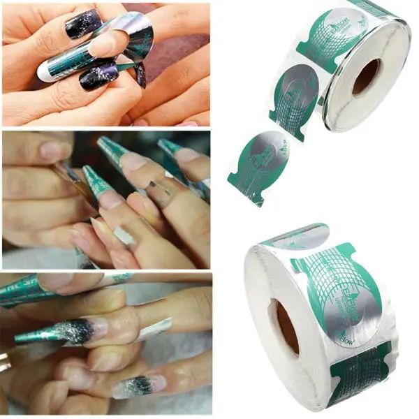

500pcs nail art tips extension forms guide stickers, Black