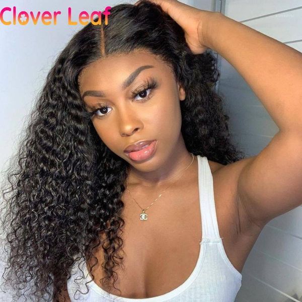 

curly lace front human hair wigs 13x1 t part wig brazilian 180% remy1, Black;brown