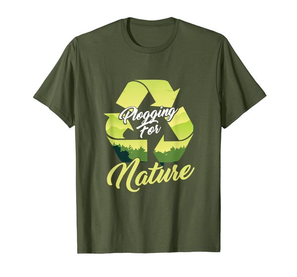 

plogging jogging recycling nature lover environmentalist t-shirt, White;black