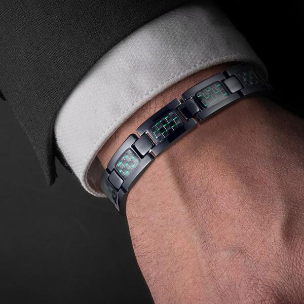 

link, chain gents bracelet,health protection bracelet,stainless steel bracelet,copper bracelet,carbon fiber bracelets,delete tool, Black