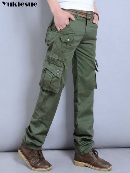 Pantaloni cargo da uomo Casual Mens Pant Multi Pocket Military Military Uomo complessivo Ambientazione esterna Alta qualità Pantaloni lunghi Plus Size 28-40 210608