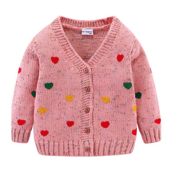 Mudkingdom Heart Girls Cardigan Maglioni Love Boutique Capispalla colorato Cute Girl Maglione Giacca Abbigliamento per bambini 210615