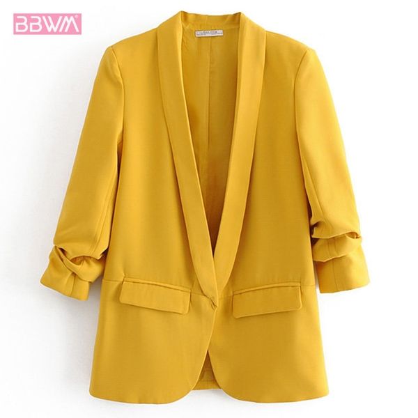 flip leader color caramella autunnale piega sottile giacca casual femminile Cappotto da donna casual rosso giallo per le vacanze Simple 210507