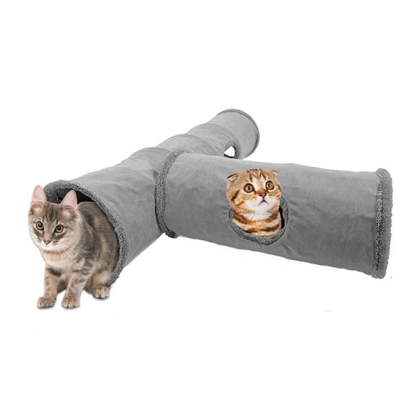 

cat toys tunnel toy pet tubes suede hole collapsible plus plush tent drill