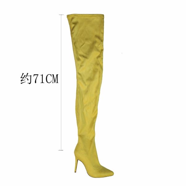 

boot pointed finger custom stretch tissue woman on her knee thigh high long heels and thin boots, Black