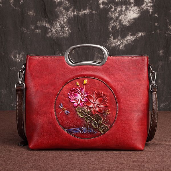 

messenger bags messenger bagsstyle head layer cow leather shoulder women's handbag embossed hand bag