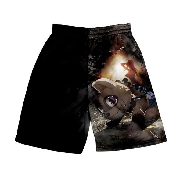 

men's shorts kawaii gleipnir anime shuichi kagaya 3d beach summer holiday men elastic waist japan streetwear punk, White;black