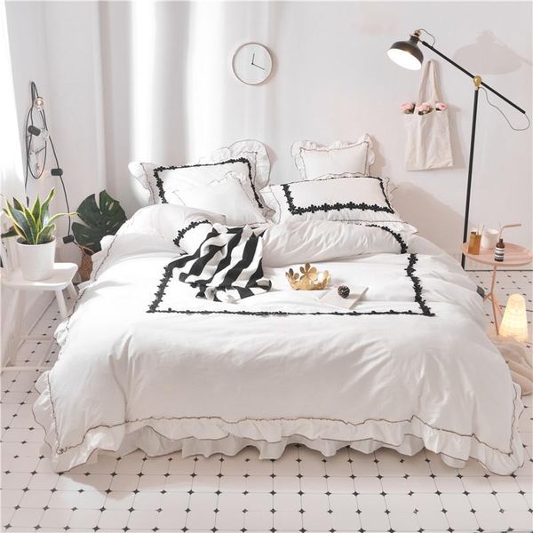

bedding sets 4pcs whole cotton korean edition princess style luxury  king size duvet cover set pillowcase bedclothes