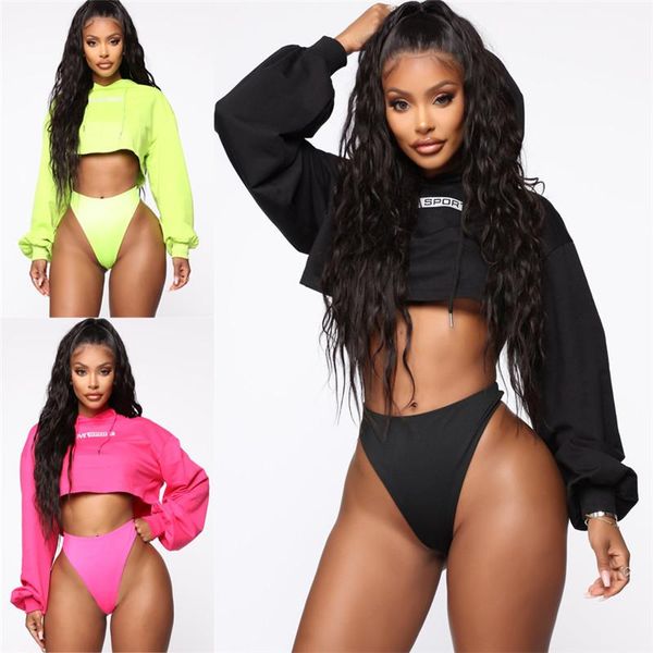 

women's hoodies & sweatshirts womens hoodie sweatshirt jumper crop coat sports pullover s-xl, Black