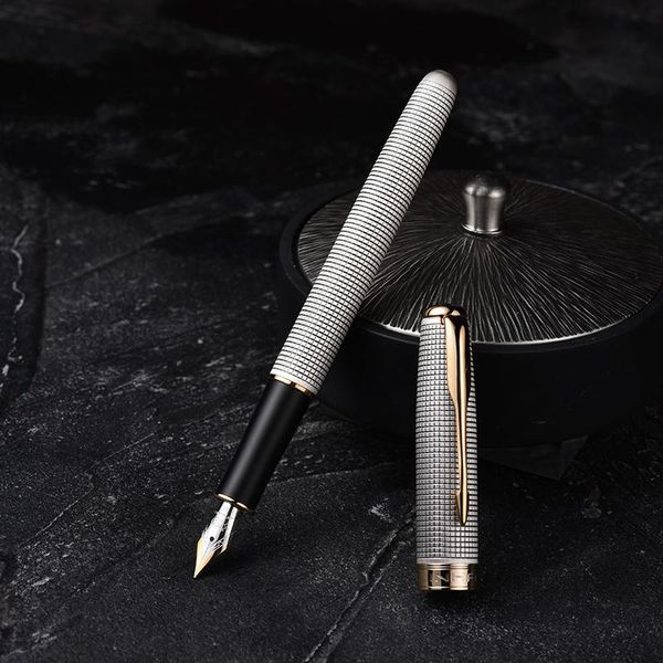 

jinhao 75 series metal classic ancient silver / black gold grid fountain pen excellent business office gift pens