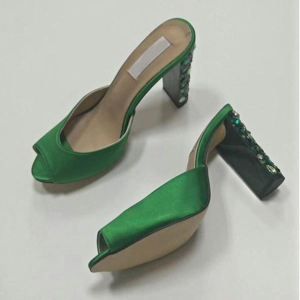 

fashion women's high heels sandal shoes slingback pointed toe thin pumps colorful diamond heel deep slip sandals, Black