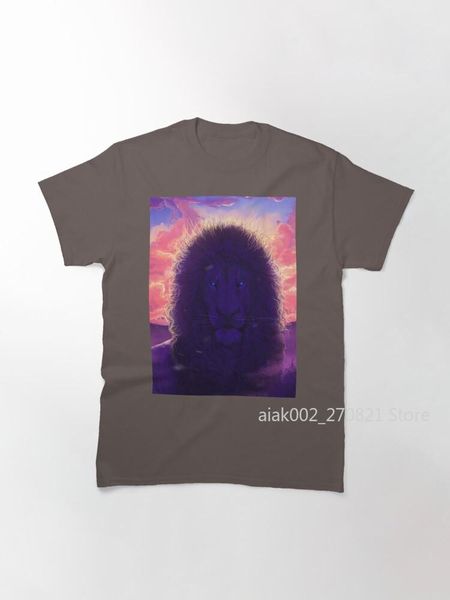 

men's t-shirts purple sunset lion painting classic t-shirt, White;black