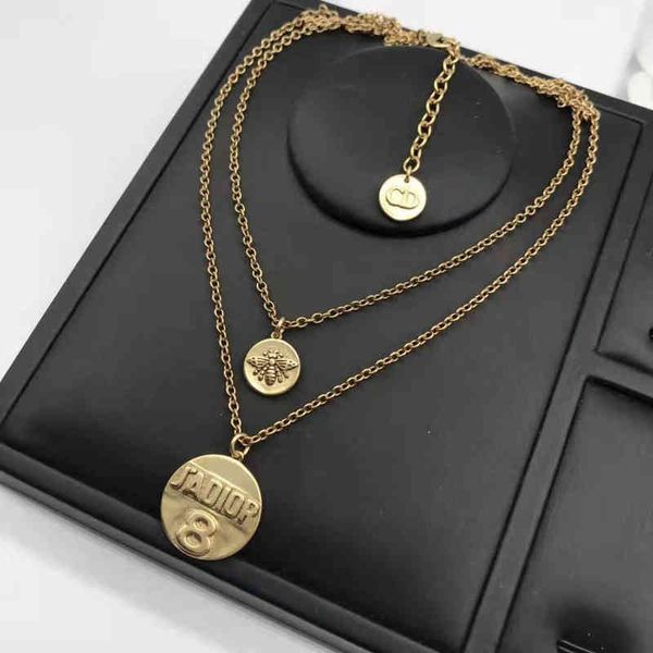 

new circle layer necklace, Black