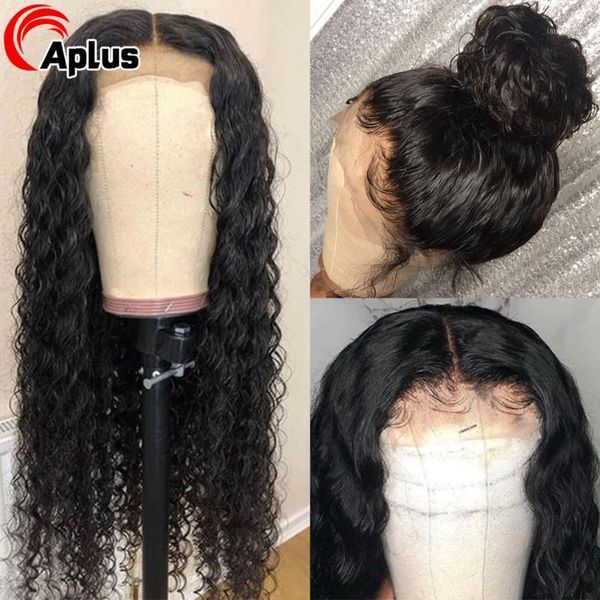 

inch deep wave frontal wig 4x4 lace closure 13x4 front human hair wigs for women malaysian remy 180%1, Black;brown