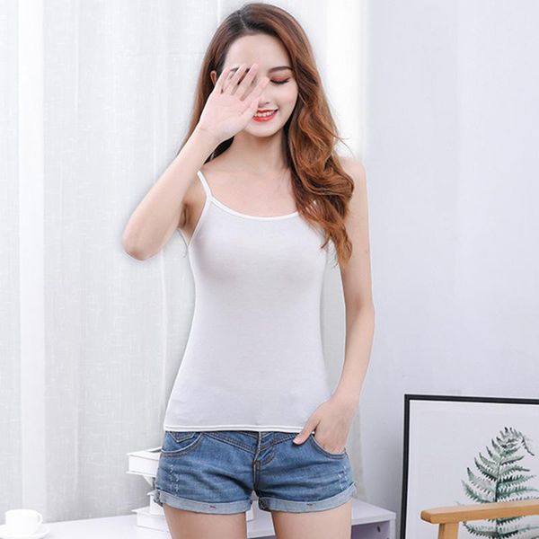 

women's tanks & camis women modal 2021 all-match sleeveless spaghetti vest tank casual solid color basic camisole female, White