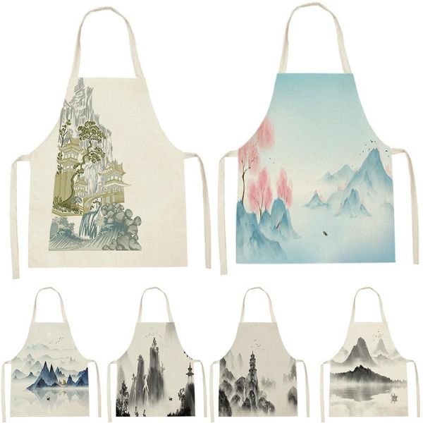 

aprons apron kid kitchen household item landscape print hair 55-68cm custom logo supplie tablier