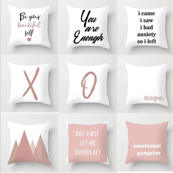 

cushion/decorative pillow 45x45cm pink geometric letters cushion cover polyester throw pillowcase office sofa car bed decorative pillows cas