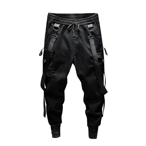 

men's pants 2021 men high street fashion slim fit harem pant streetwear hip hop dancing casual male cargo trousers joggers sweatpants, Black